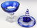 VAL ST LAMBERT Cobalt Crystal Footed Candy Bowl - 4
