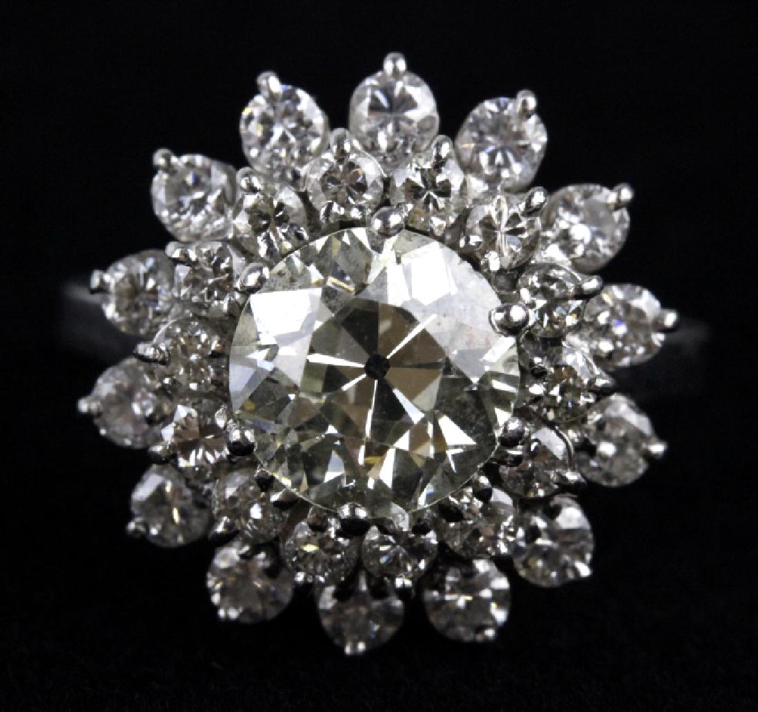 2 Ct Center Old European Cut Diamond Platinum Ring (1 of 6)