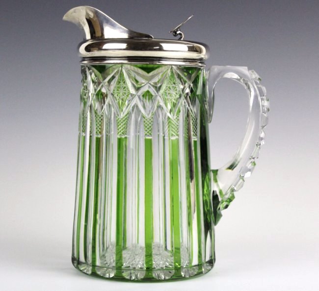 Dorflinger Chester Green Cut To Clear Pitcher RARE (1 of 10)