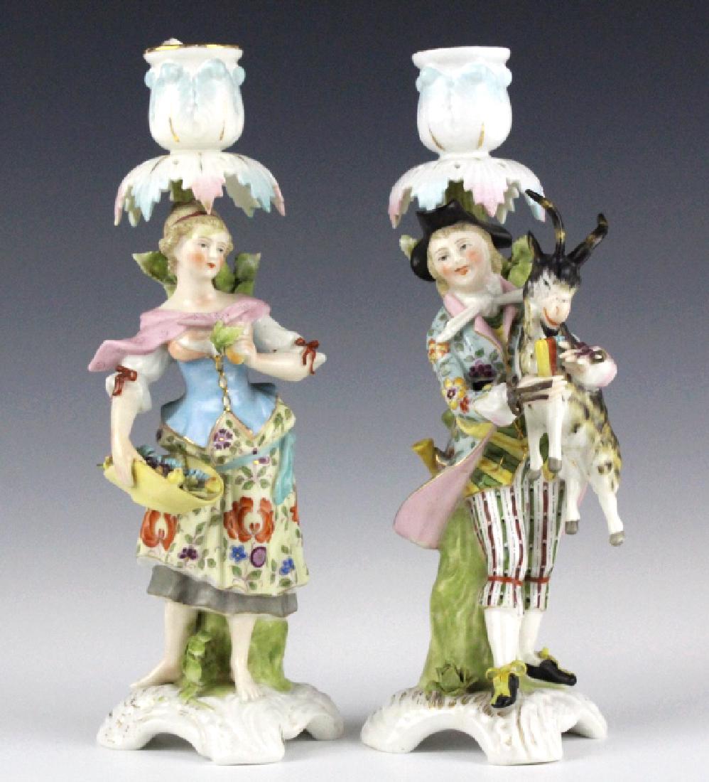 Pair Sitzendorf Figural Porcelain Candlesticks (1 of 10)