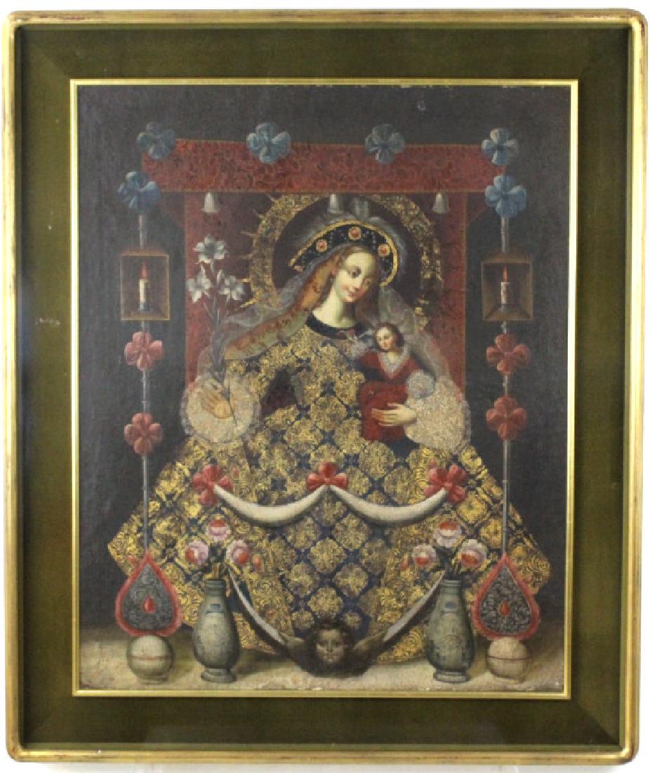 Antique 18th c Cuzco School Religious Oil Painting (1 of 10)