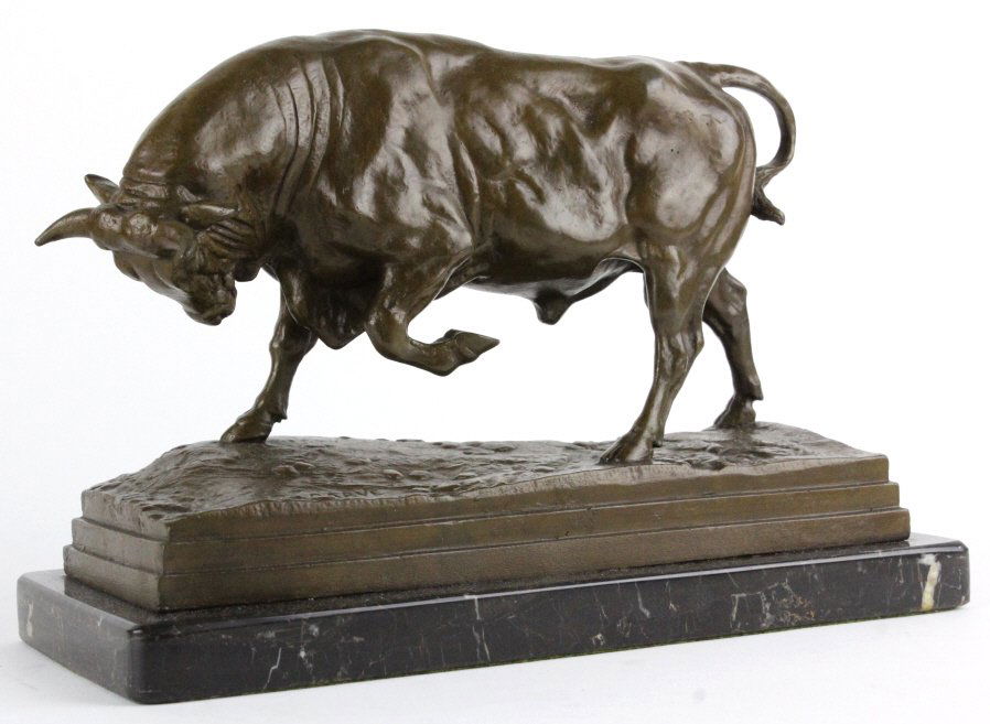 Alfred Barye Taureau Chargeant Bronze Bull Statue (1 of 5)