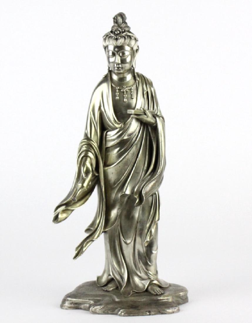 RARE Chinese Signed 900 Silver Buddha Statue 2600g (1 of 9)