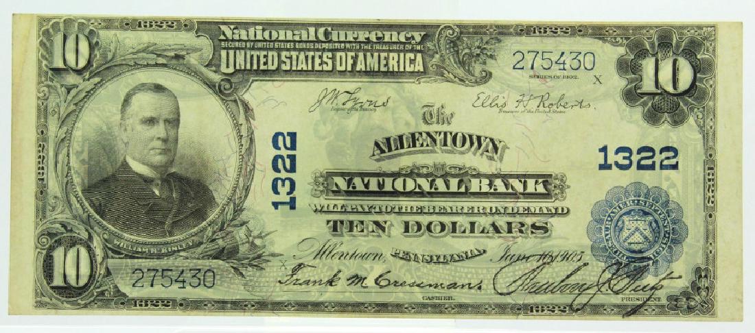1902 $10 NB of Allentown PA National Currency Note (1 of 2)
