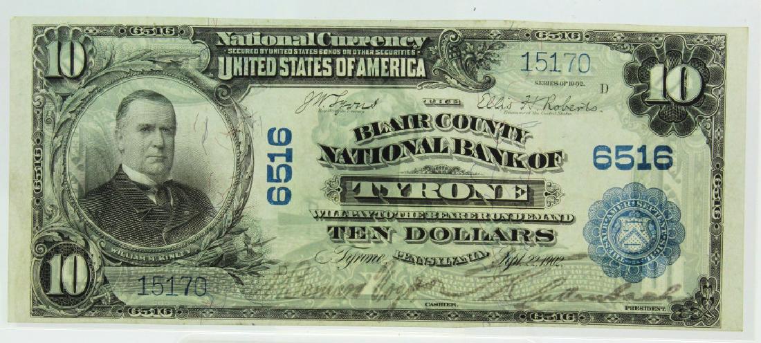 1902 Blair County NB Of Tyrone PA $10 Bill Ch 6516 (1 of 2)