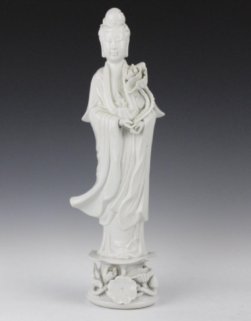 Chinese Blanc de Chine Porcelain Guanyin Statue (1 of 8)