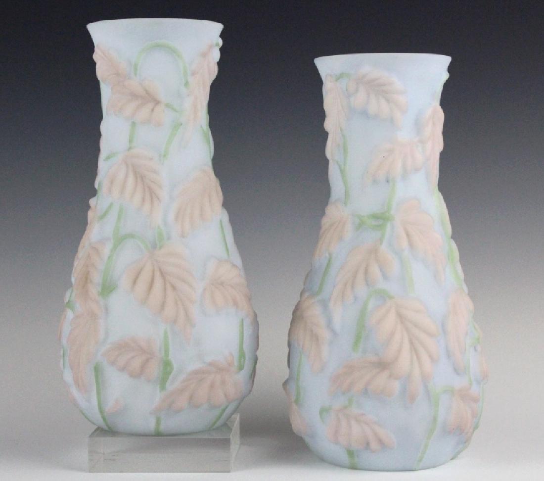 PAIR Consolidated Glass Floral Polychrome Vase 11" (1 of 8)