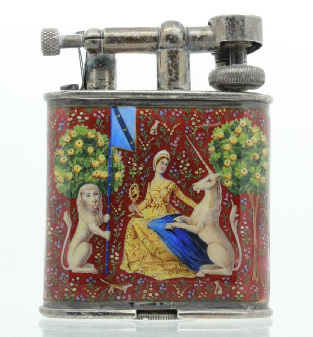 ASPREY Sterling Enamel Unicorn Table Lighter RARE (1 of 9)