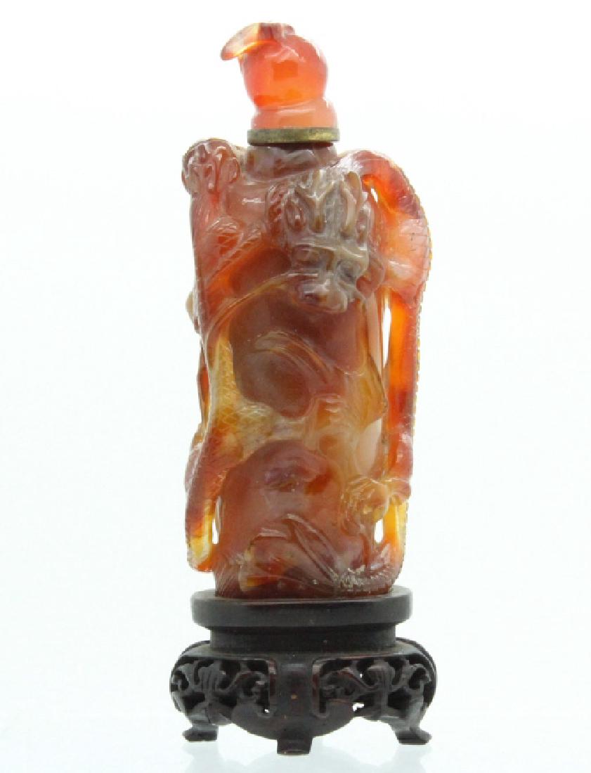 Five Toed Chinese Carnelian Dragon Snuff Bottle 4" (1 of 7)