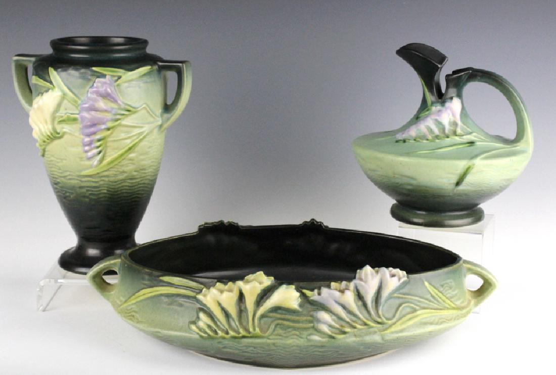 3p Roseville Pottery FREESIA Vase Centerpiece Ewer (1 of 9)