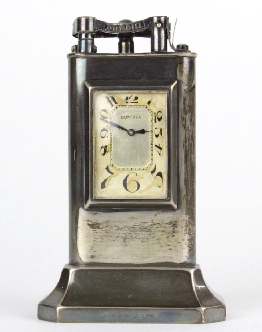 DUNHILL Sterling Silver DECO Clock Lighter RARE (1 of 9)