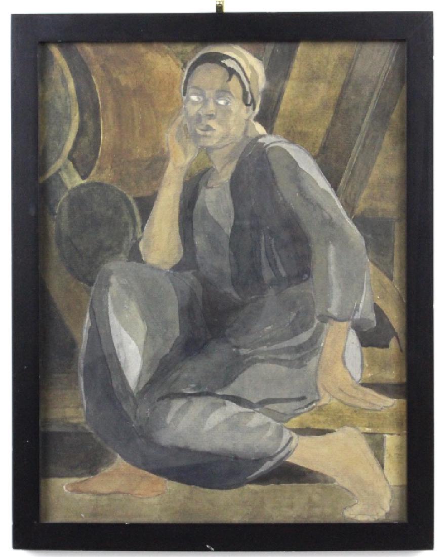 JO JONES Jamaican Girl Coffee Watercolor Painting (1 of 4)