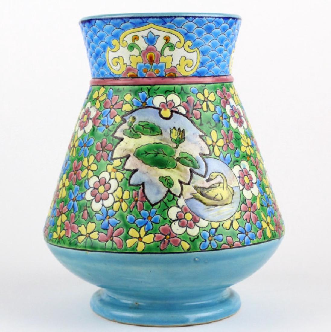 Emaux Longwy France Enameled Faience Ceramic Vase (1 of 9)