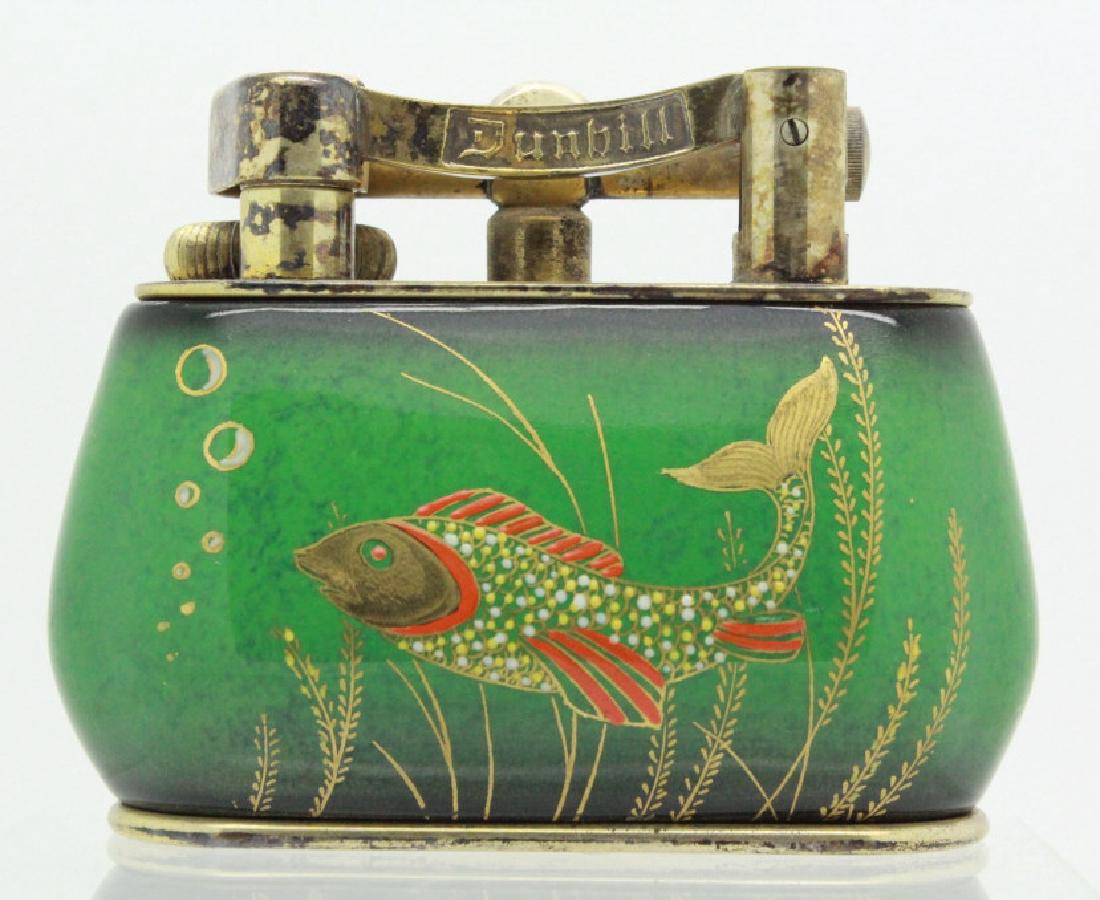Dunhill RARE Green Japanese Lacquer Table Lighter (1 of 9)