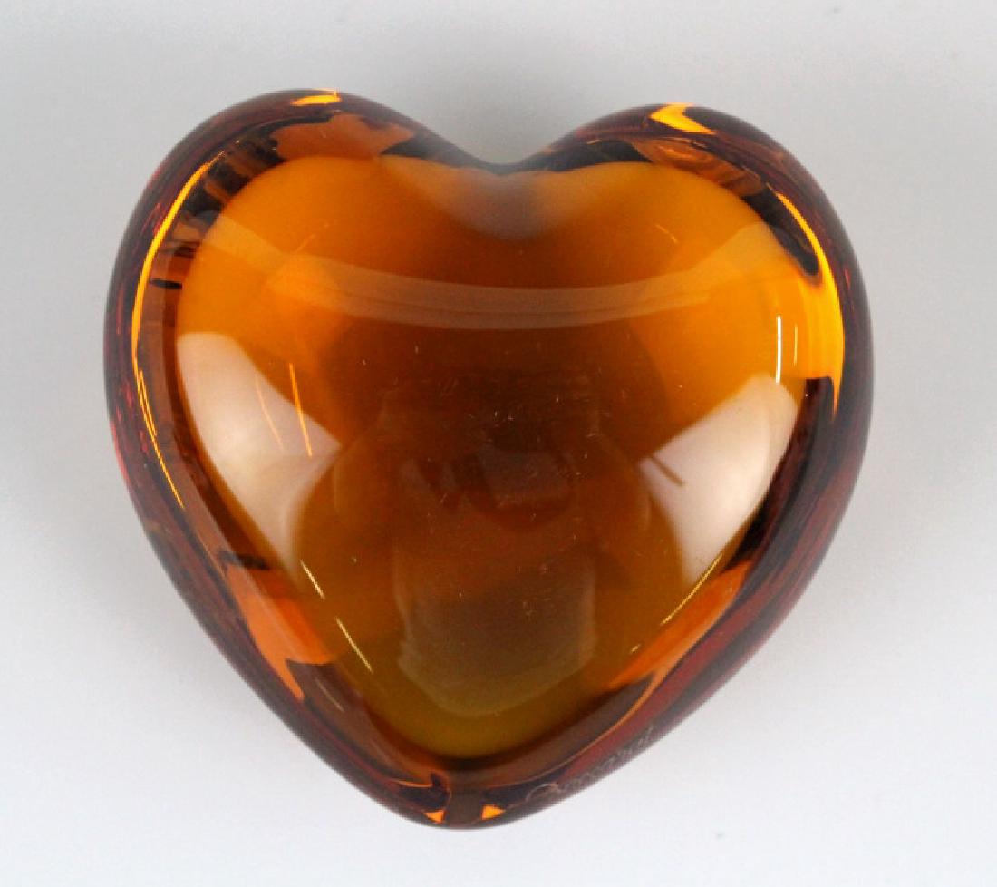BACCARAT Citrine Puffed Heart Crystal Paperweight
