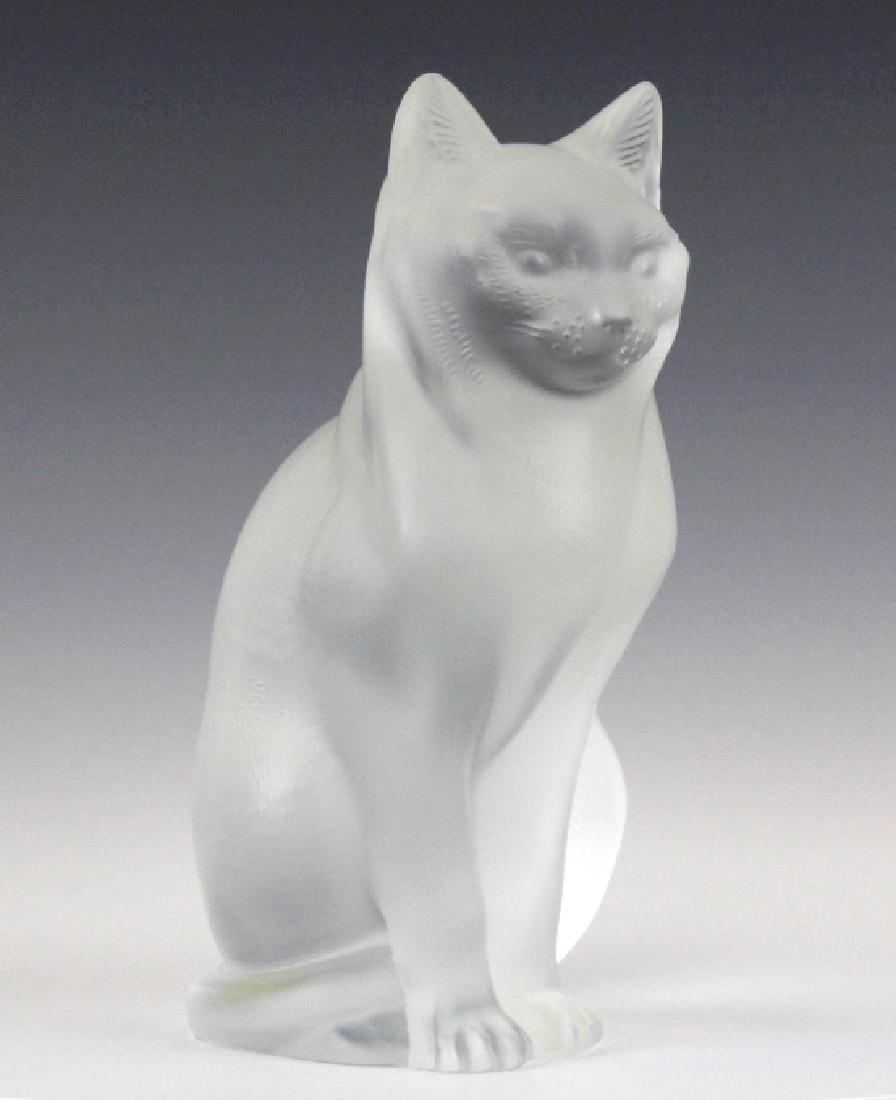 Lalique French Art Glass Sitting Cat Figurine (1 of 9)