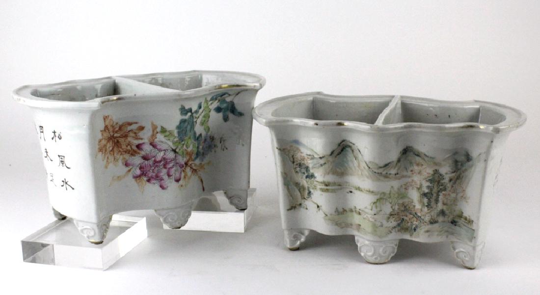 Pair Chinese Export Porcelain Calligraphy Planters (1 of 7)