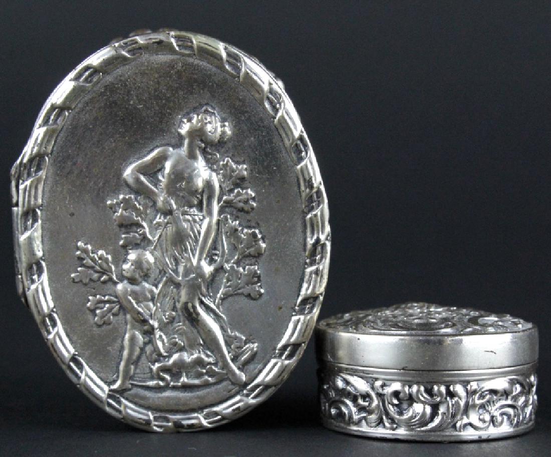 Pair Antique Hanau Silver Trinket Pill Boxes (1 of 8)