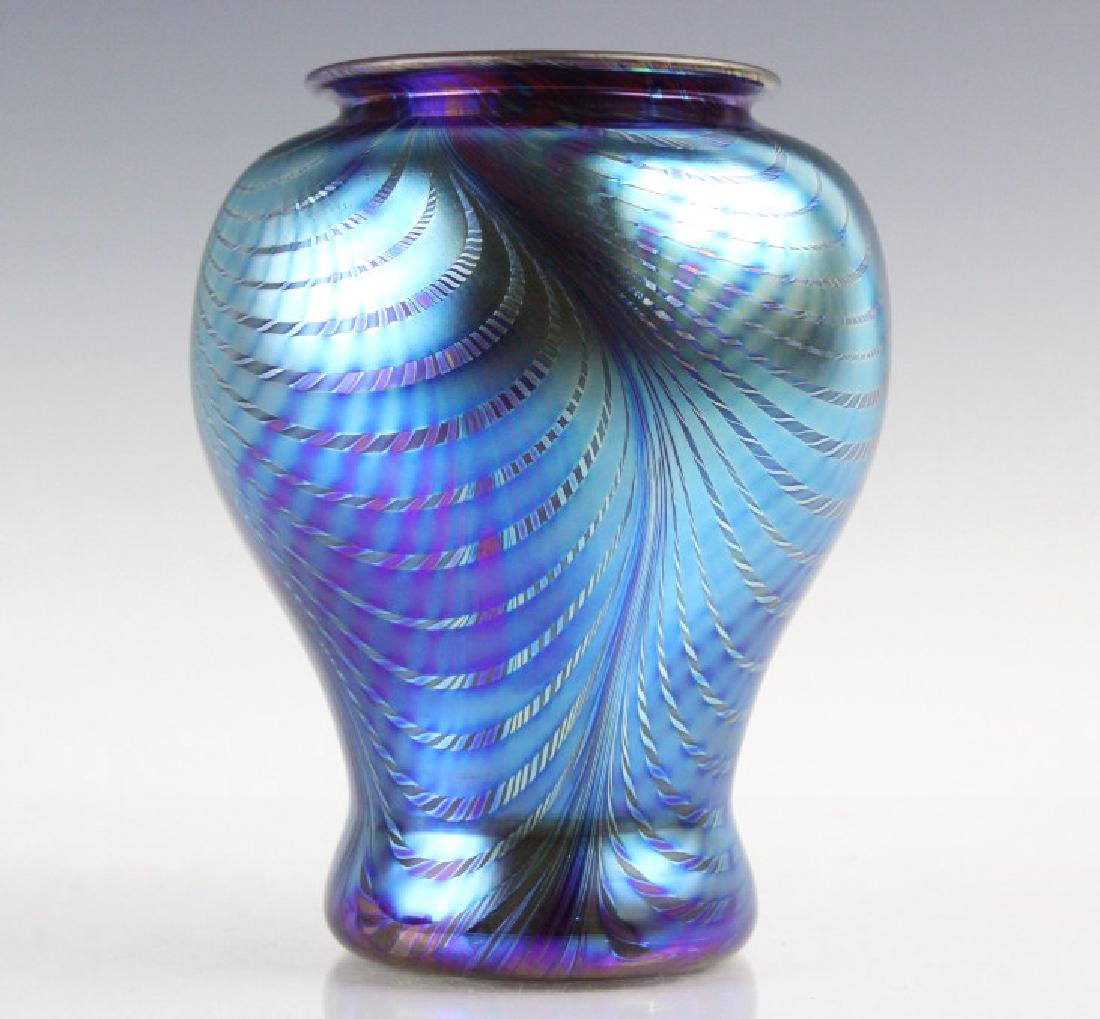 David Lotton Pulled  Studio Glass Iridescent Vase