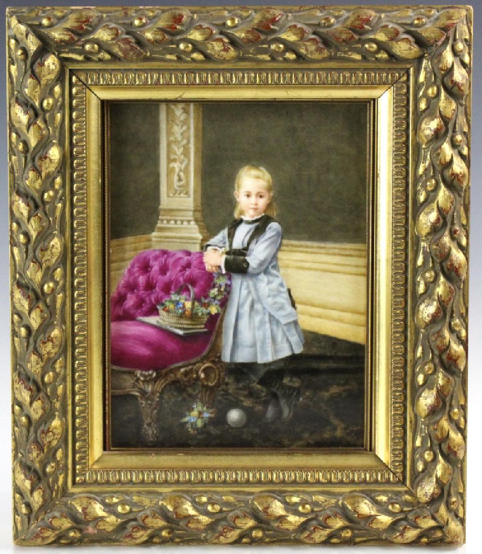 Antique KPM Young Girl Blue Dress Portrait Plaque (1 of 6)