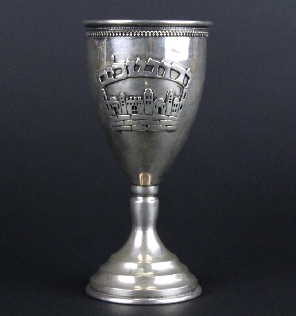 Vintage Sterling Silver Village Scene Kiddush Cup (1 of 7)