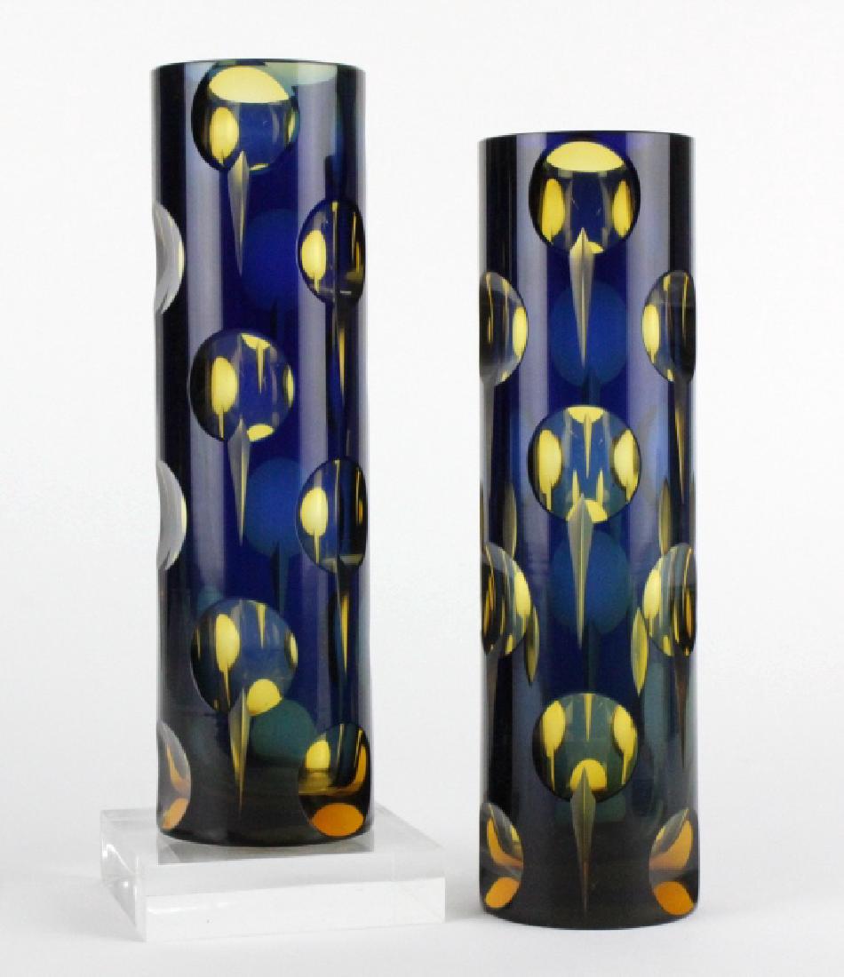 Pair Murano Mid Century Modern Glass Vases (1 of 7)