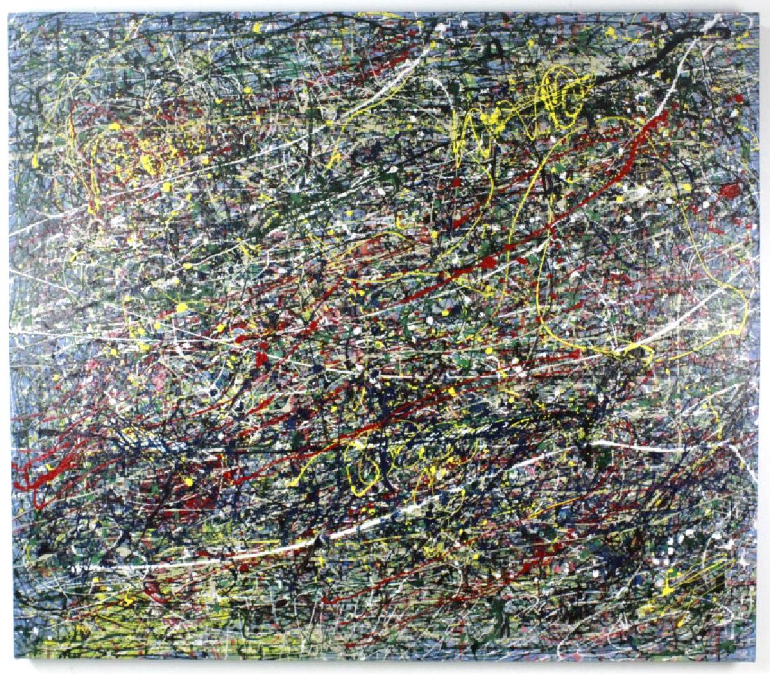 Manner Jackson Pollock Drip Action Painting 61x53" (1 of 6)