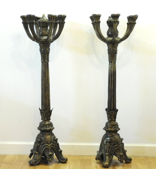 Pair Large Palace Size Bronze Dracula Candlesticks (1 of 6)