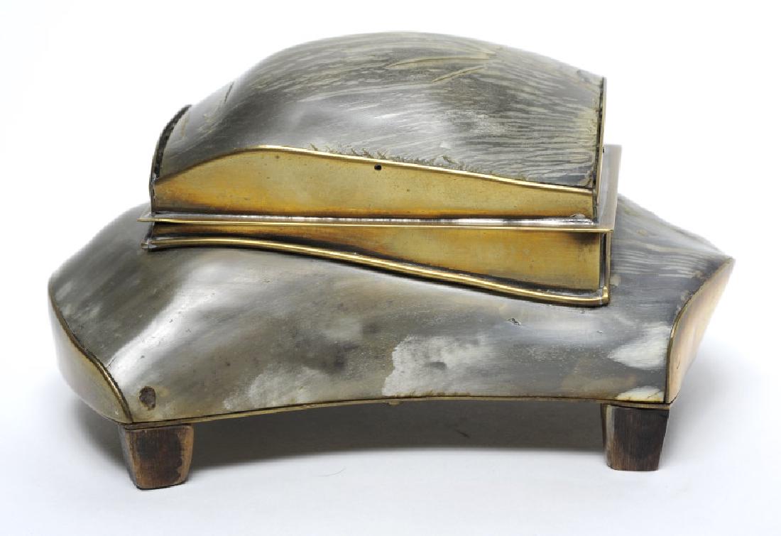 Hollywood Regency Brass Bull Horn Dresser Box 7" (1 of 8)