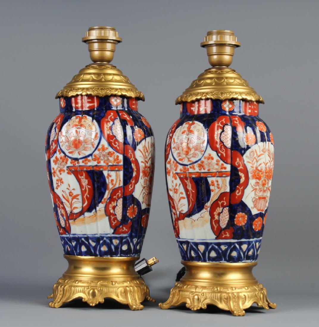 Pair Dore Bronze Mounted Japanese Imari Lamps (1 of 7)