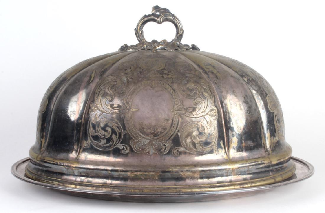 Antique Ornate Sheffield Silver Plate Serving Dome