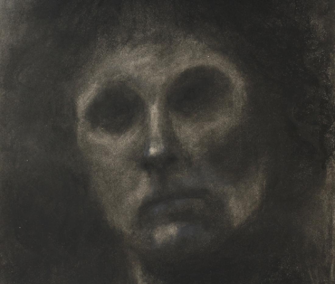 Mystery Artist Ghostly Figural Charcoal Portrait (1 of 8)