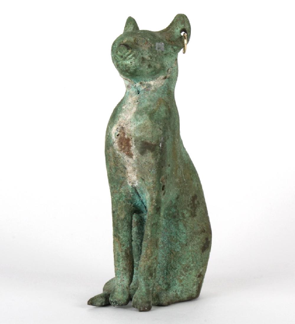 Old Late Ptolemaic Bronze Egyptian Cat Sculpture (1 of 7)