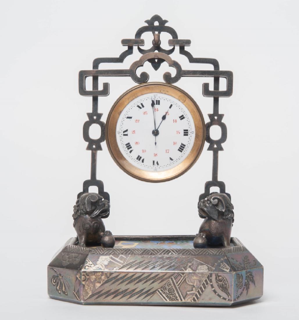 Antique French Japanese Style Silver Mounted Clock (1 of 10)