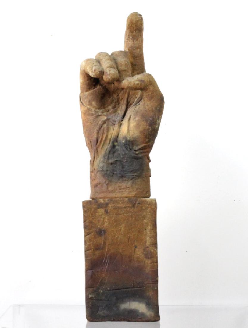 UNIQUE Ceramic Art Pottery Pointing Hand Sculpture (1 of 8)