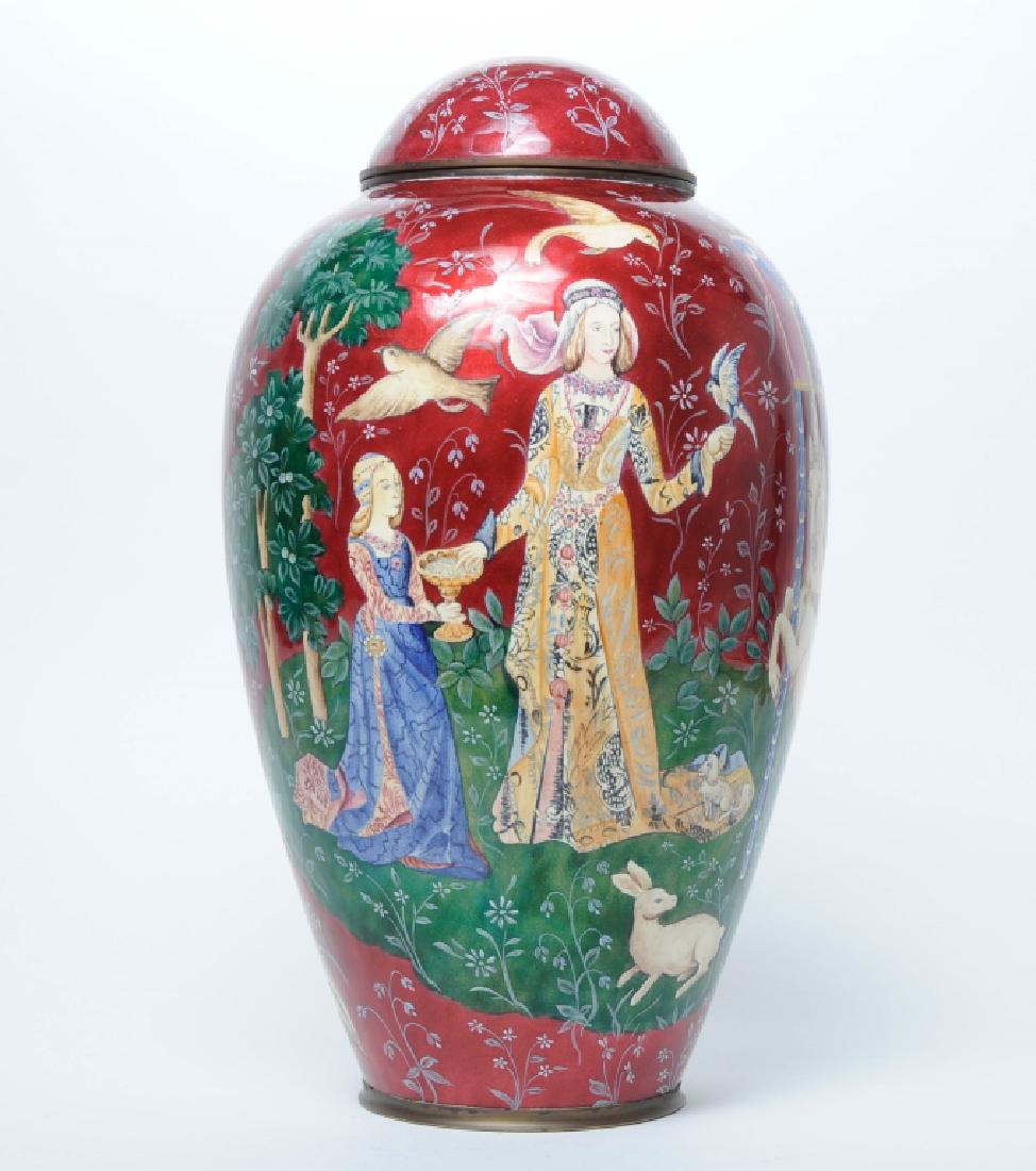 Large Camille Faure Limoges Enameled Scenic Vase (1 of 9)