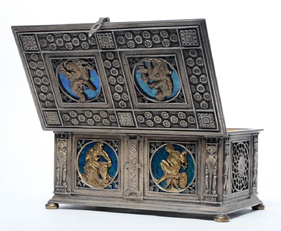 Oscar Bach Silvered Bronze Humidor Box w Enamel (1 of 10)