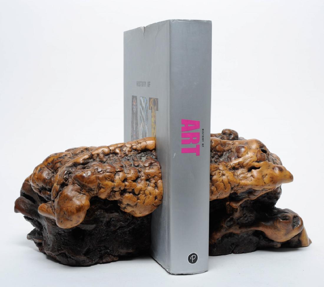 PAIR Large Natural Gnarly Burl Wood Decor Bookends (1 of 7)