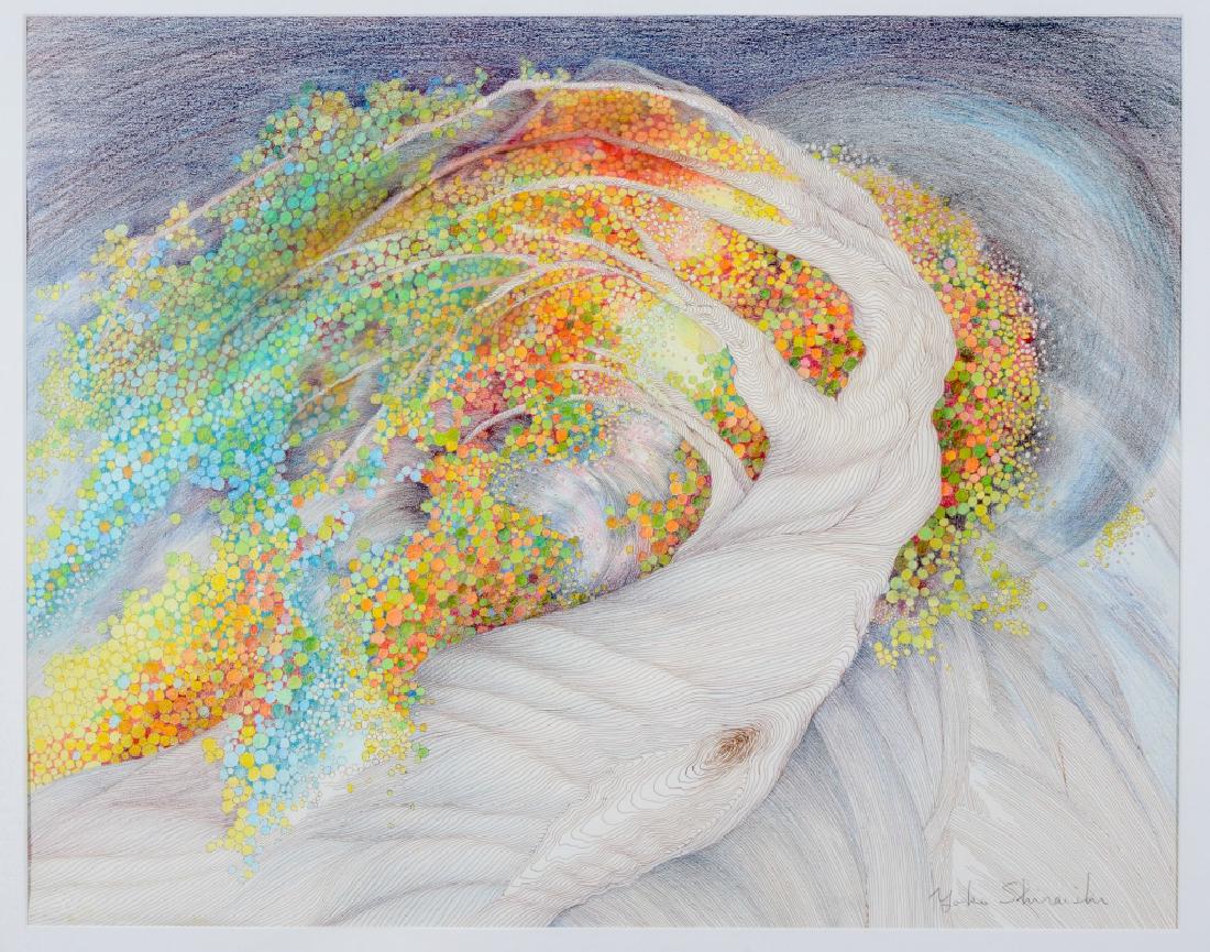 Yoko Shiaishi Colorful Pen & Ink Drawing of a Tree (1 of 7)
