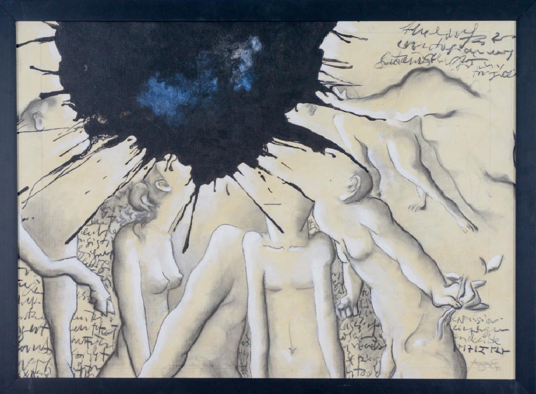 Signed ARAGON Surrealist Oil On Canvas Painting (1 of 7)