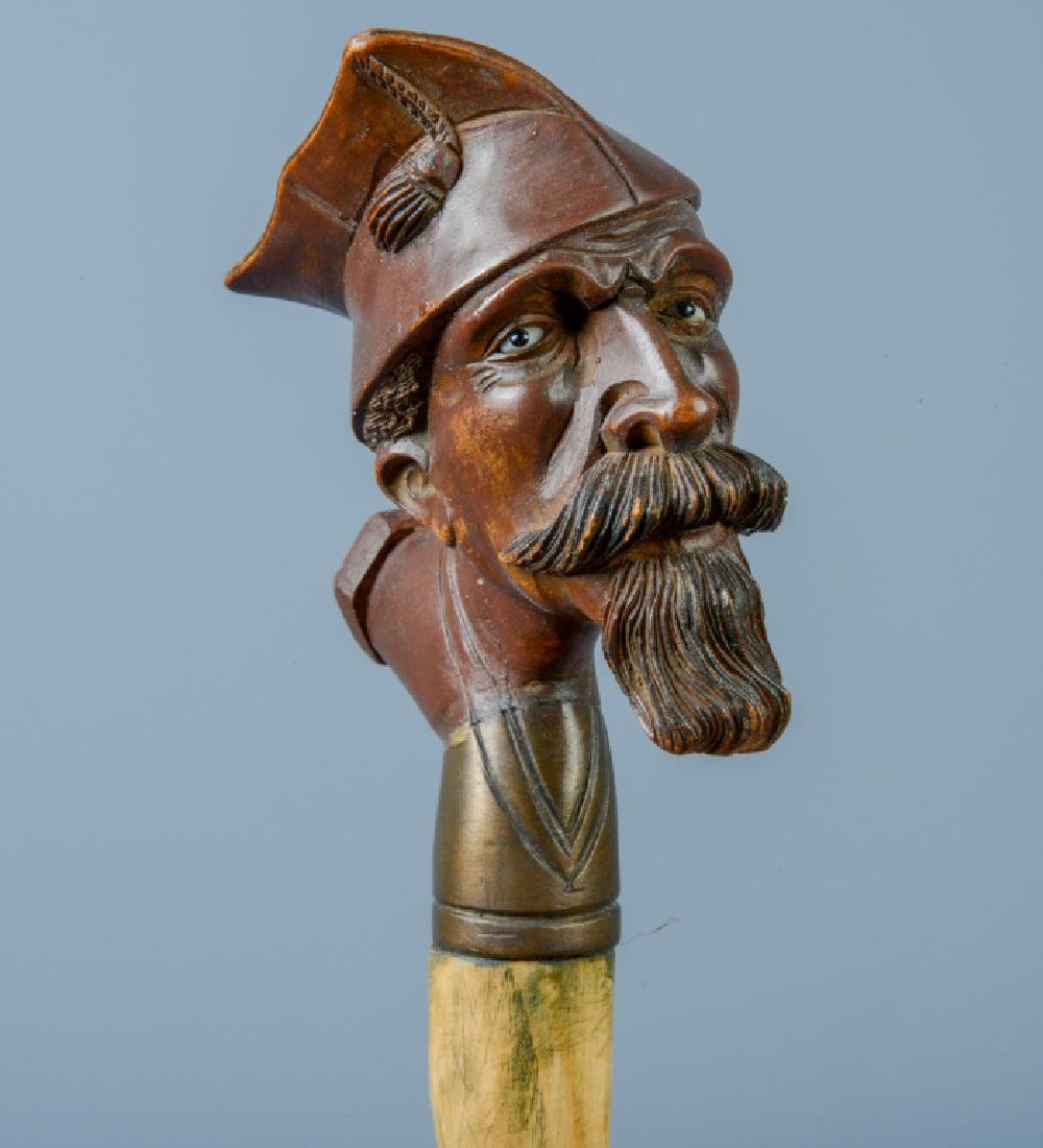 Designer Signed Antique Carved Wood Soldier Cane