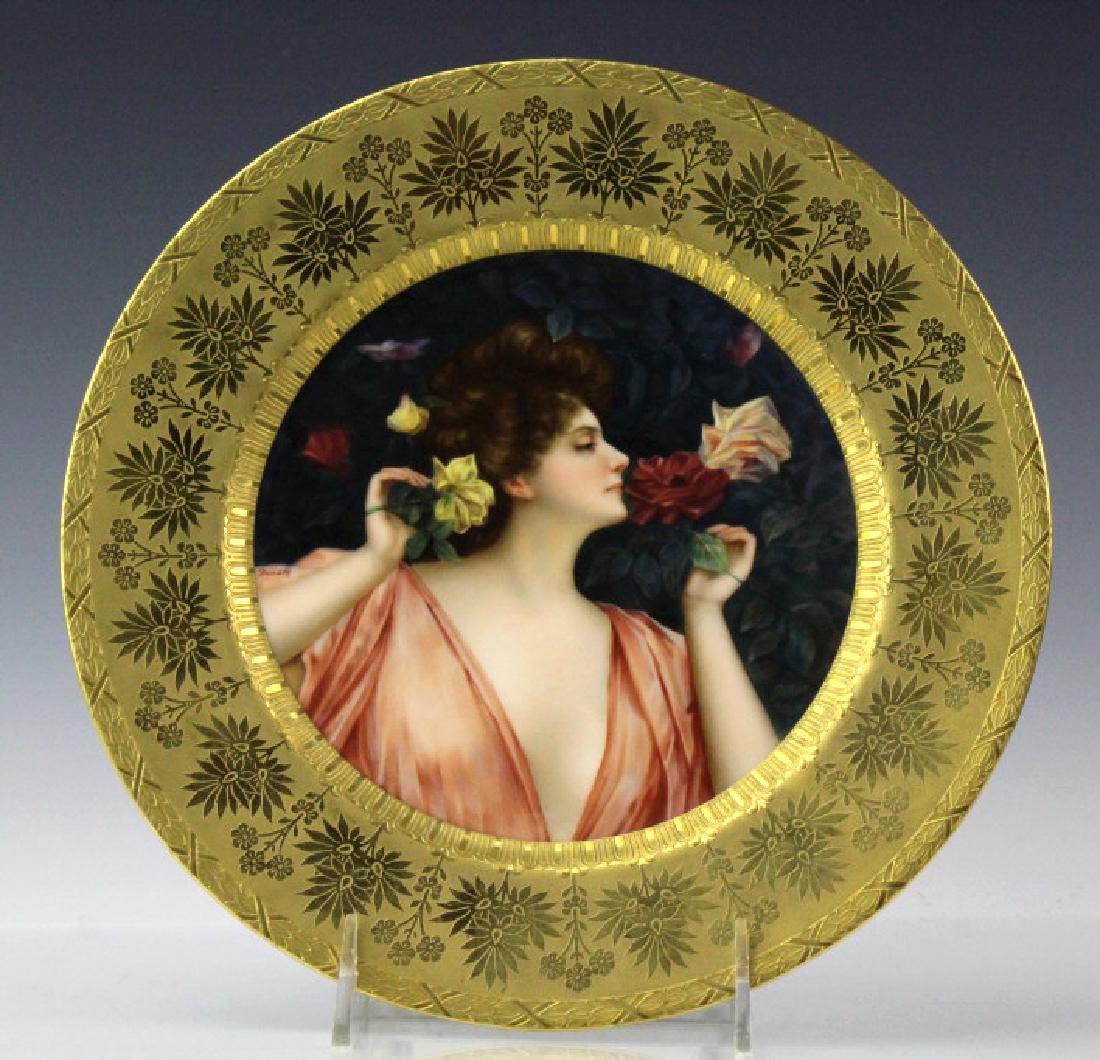Royal Vienna Style Porcelain Maiden Portrait Plate (1 of 6)
