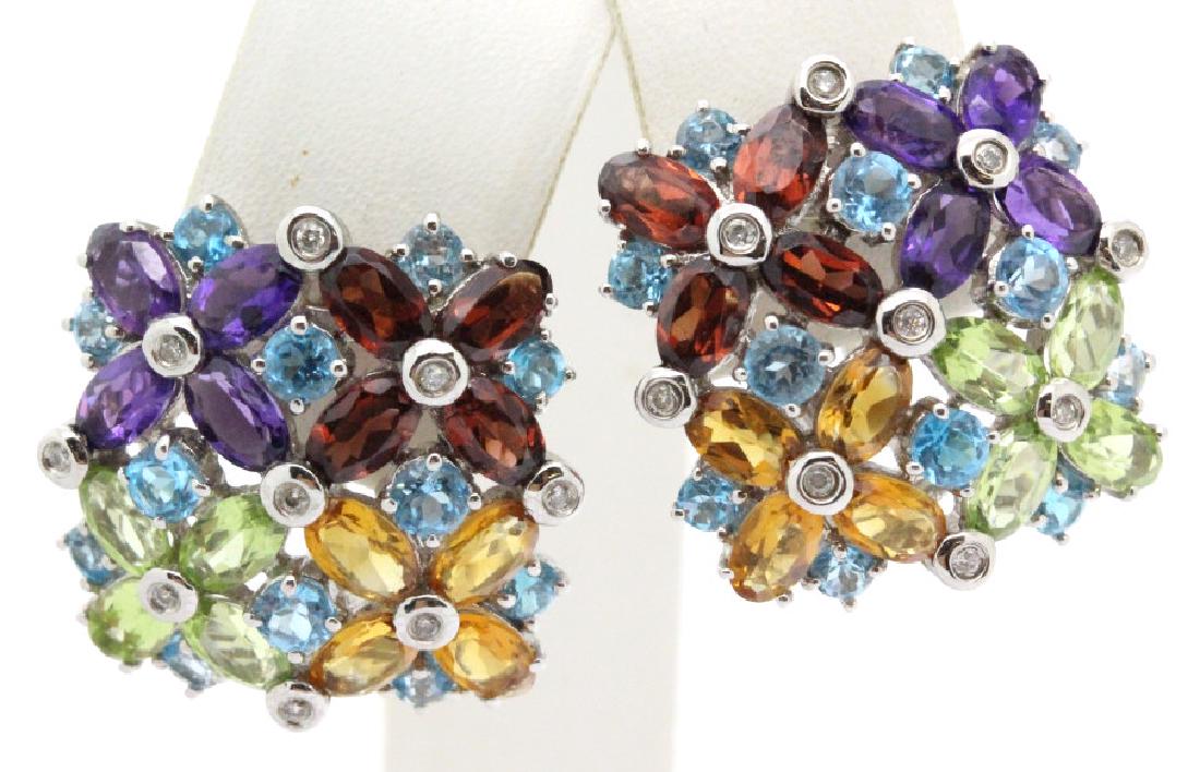 FINE Designer 14K White Gold Gemstone Earrings 11g (1 of 5)