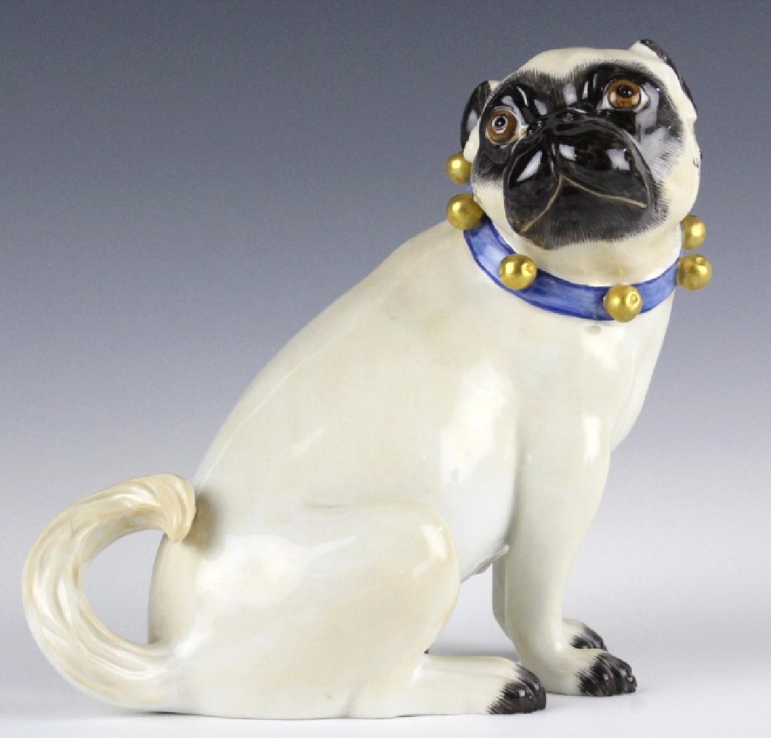 Meissen German Porcelain Seated Pug Dog Figurine (1 of 8)