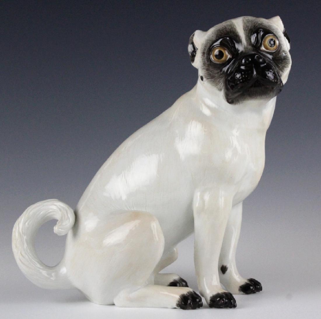 Meissen German Porcelain Seated Pug Dog Figurine (1 of 9)