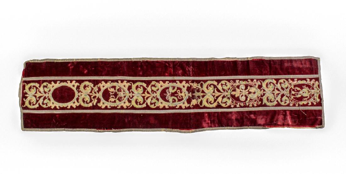 Antique Embroidered Velvet Runner Tapestry Panel (1 of 6)