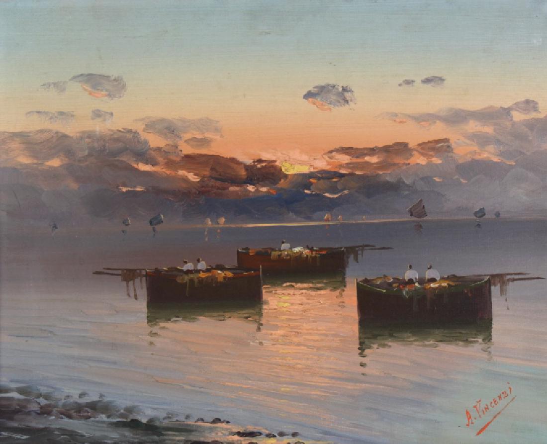 Signed A. Vincenzi Costal Seascape Oil Painting (1 of 6)