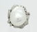 Signed KF 18k White Gold Diamond & Pearl Ring 6.5 - 2