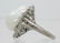 Signed KF 18k White Gold Diamond & Pearl Ring 6.5 - 4