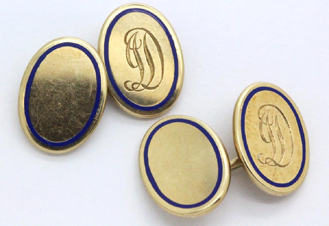 Men's Vintage Tiffany & Co 14k & Enamel Cufflinks (1 of 6)